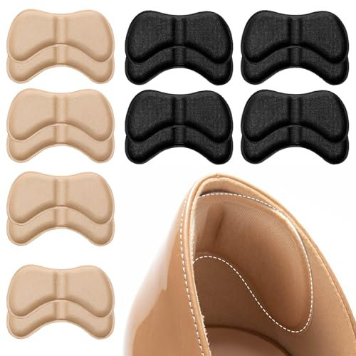 8 Paires Coussinets de Talon épais pour Chaussure,Auto-adhésif Protege Talon Chaussure, pour Empêche Frottements et Ampoules,Protection Chaussure Homme et Femme (Beige+Noir)