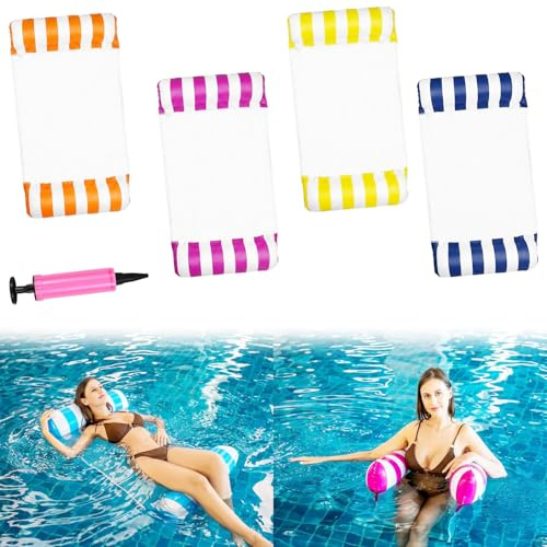 4pcs Amaca gonfiabile ad acqua 4 in 1,Gonfiabile Piscina Galleggiante Amaca,Gonfiabili Per Piscina,Materassino Mare,per adulti e galleggianti per piscina
