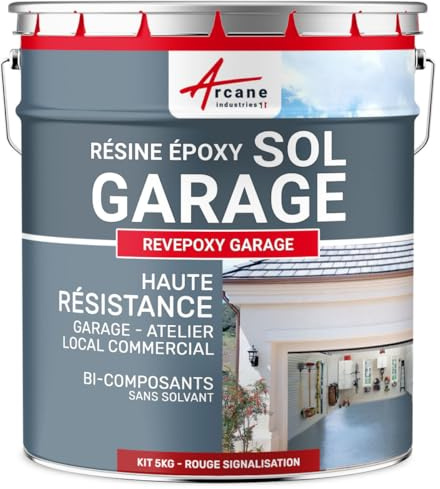 ARCANE INDUSTRIES Resina epossidica per pavimenti garage - REVEPOXY - 177-5 kg (fino a 16 m² in 2 strati) Rosso segnaletico - RAL 3020