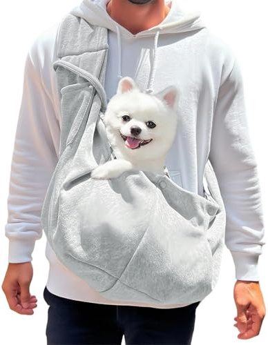 LINTRA Borse per Cani, Poliestere Marsupio Cane, Carico Massimo 7,5 kg, Marsupio per Gatti, Grigio Borse Trasportino Cane, per Passeggiate e Attività All'aperto