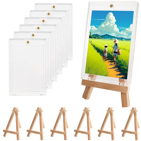 Magnetic Card Holder, MOLENCO 6 Piezas 35PT Transparente Fundas Magnéticas Cartas Coleccionables, Fundas Cartas Magic con Soporte para Magic, Deportes, Béisbol, Fútbol