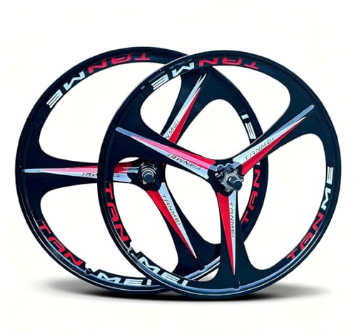 Cykelhjul 24/26/27,5/29 Tum Magnesiumlegering Hjulset 3-ekrad Fälg Fram- Och Bak Hjul 100x135 Mm För 6-9-växlar Svänghjul Skivbroms(Black Red,27.5inch)