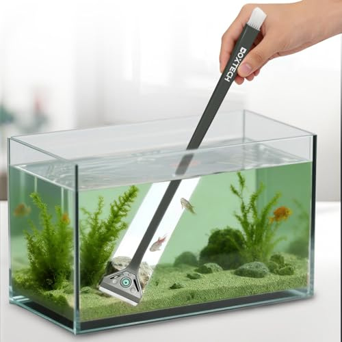boxtech Grattoir à algues 2 en 1 pour Aquarium - Lame en Acier Inoxydable & Brosse, Changement de Lame Facile, pour Petits Aquariums
