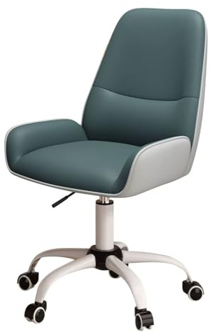 Kontorsstolar I Konstläder Med Svängfunktion Datastol Med Hög Rygg Och Mobila Hjul, Besöksstol För Konferensrum(Lake blue,White Legs)