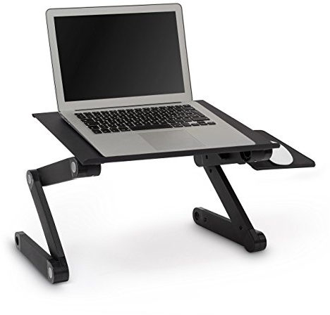 Relaxdays Laptopständer belüftet, Notebookständer höhenverstellbar, Laptophalter Alu, HxBxT: 47 x 58 x 27 cm, schwarz