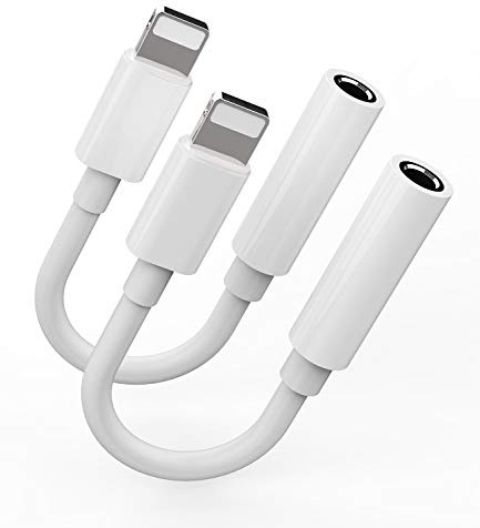 Confezione da 2, adattatore per cuffie Dongle a jack da 3,5 mm, connettore audio AUX per iPhone 12/11/XS/X/8/7/pro/xr/SE/MAX/PLUS Lightning compatibile con iPad accessori musicali per auto cuffie