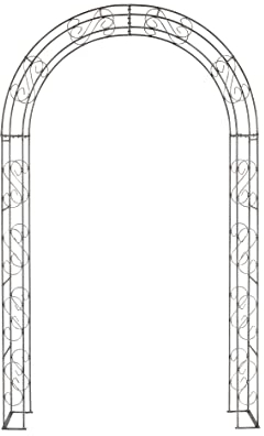 Hirsch Terracotta Rosenbogen Rund aus Metall stabil, Vollmaterial 12 mm mit Edelrost, Rankgitter Breite 165cm Höhe 245cm Tiefe 40 cm