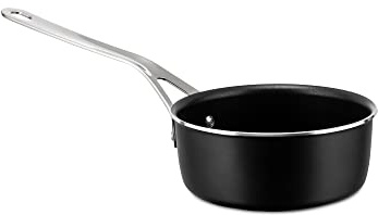 Alessi Saucepan in aluminium with non-stick interior, black Handle in 18/10 stainless steel Magnetic steel bottom suitable for induction cooking