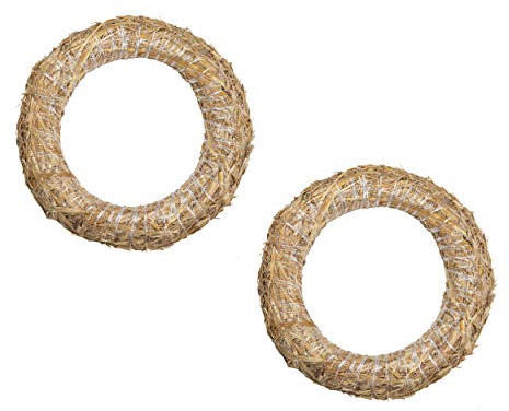 Coronas de Paja, 2 Piezas | Diámetro de 33 cm, Grueso de 6 cm | DekoPrinz | Corona de decoraciónde, decoraciónde Navidad, Corona de Paja para la personalización