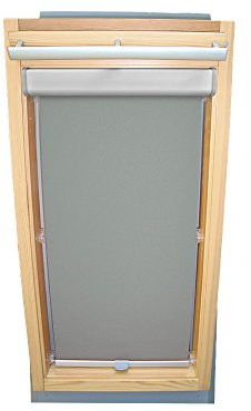 Sichtschutz-Rollo für VELUX Dachfenster für TYP GGU/GPU - 608 - Farbe grau - mit BLENDE und Haltekrallen - KLICK Montage