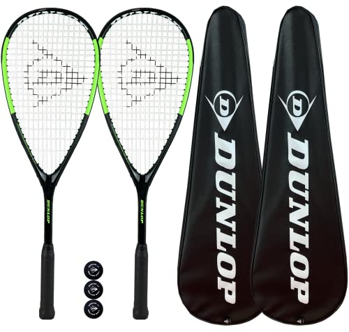 Dunlop Hypermax Ultimate Squash Racket Twin Set, inc Full Protective Covers & 3 Squash Balls