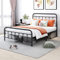 Double Bed Frame with Headboard and Storage Under Bed, Metal Bed Frame Double Size No Box Spring Needed, Enhanced Mattress Support, Noise Free, Black