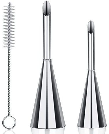 2 Piezas Boquillas de Acero Inoxidable, Reposteria Inyector, Pastelera Boquilla Manga, Crema Herramientas de Decoración de Tuberías para Rellenar Donas, Cupcakes con Cepillo de Limpieza