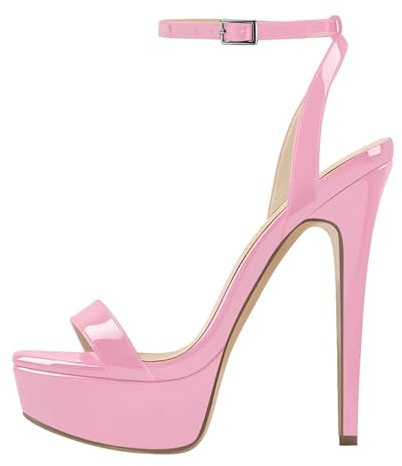 Only maker Sandalias de tacón alto con plataforma para mujer Tacón Stiletto, Rosa., 45 EU