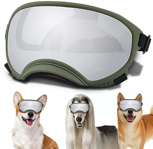 Dog Sunglasses, Dog Goggles with Adjustable Strap, UV Protection, Windproof, Suitable for Small Medium-Dogs, Dogs Eyes Protection