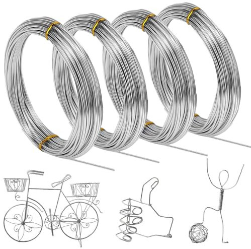 Draht Basteldraht 2mm x 20 m - Schmuckdraht Draht für Schmuck, Dekoteile, DIY-Skulpturen, Kranzherstellung & Bonsai-Bäume, Silber