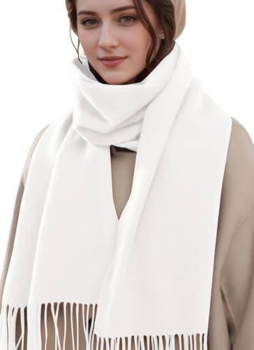 MEDUOLA Femmes Automne Hiver Echarpes Rallonge Châle Couleur Unie Foulards à Franges Chaud épais