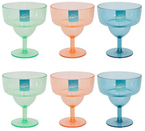 YöL Pack of 6 Plastic Cocktail Dessert Glasses Blue Green Orange Ice Cream Cup Summer Party Picnic Margarita