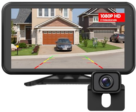 AUTO-VOX Cámara de visión trasera inalámbrica: pantalla de 4,8 pulgadas, HD 1080P, visión nocturna, IP69K resistente al agua, fácil montaje, cámara de marcha atrás para coche, camión, caravana, señal