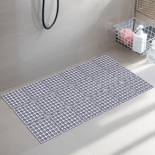 BWBIKE Tappetino da Doccia Quadrato Tappetino da Doccia Antiscivolo con Ventose e Fori di Scarico Tappetini da Bagno per Interni ed Esterni Tappetino per Box Doccia da Bagno,40x80 cm,Grigio Profondo