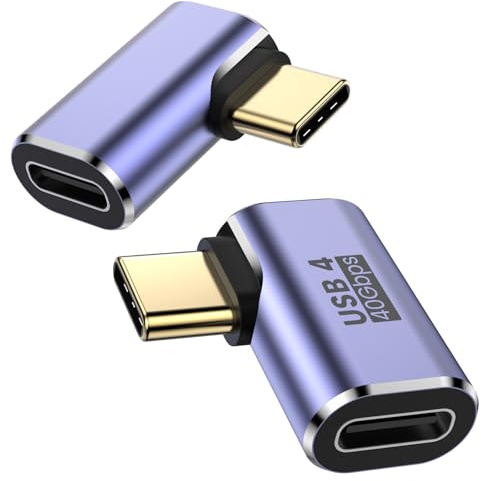 MOGOOD 90 gradi USB C adattatore 100W (2 pacchetti), 40Gbps Tipo C maschio a Tipo C femmina adattatore, compatibilità con Thunderbolt4, Laptop, Steam Deck, iPad Mini, Galaxy S25, MacBook, Smart Tablet