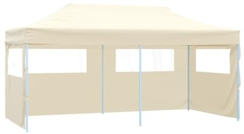 Tonnelle de Jardin Pliable, Tente de Réception Pavillon Barnum de Jardin crème 3 x 6 m