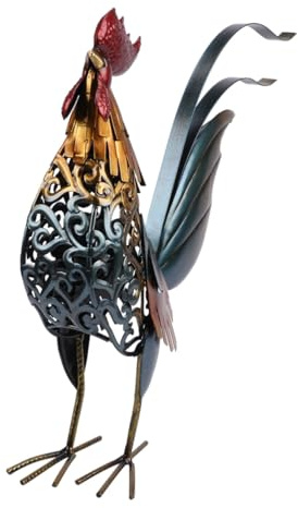 FIXOSHEE Metal Animal Figurine Lightweight Iron Rooster Sculpture Delicate Retro Style Chicken Decor for Club Bar Collectors