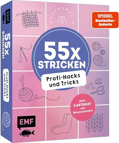 55 x stricken – Profi-Hacks und Tricks | Dein Kartenset von @maschenfein: 55 Karten mit Schritt-für-Schritt-Anleitungen aller komplizierten Stiche | ... Projekttasche, unterwegs oder zum Verschenken