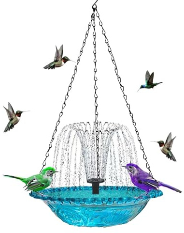 Fuente para Aves con Burbujeador Solar,Decorativo en Cascada | Fuente Escalonada para Jardín | para Jardín Patio Balcón, Baño y Alimentación de Aves, Observación y Paisajismo
