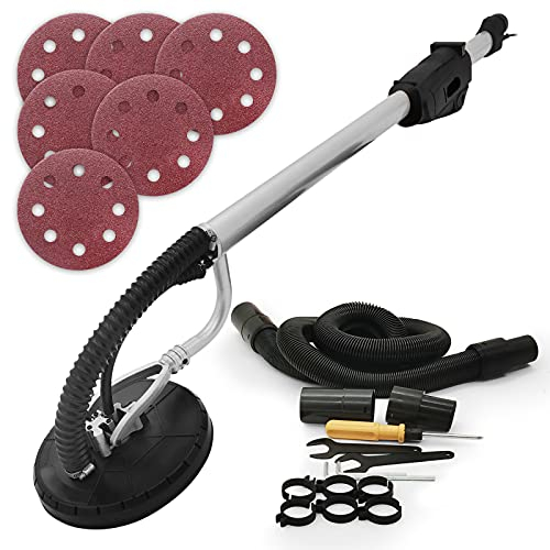 TIMBERTECH® Lijadora Pared y Techo - Telescópica, Orbital, con Manguera Aspiradora, 710W, Ø220mm - Pulidora Eléctrica, Quita Gotelé, Popcorn Ceiling Remover