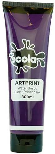 Scola Purple 300ml Artprint Water Based Ink for Block and Lino Printing - Non-Toxic & Made in UK