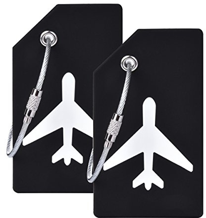 2Pcs Black Silicon Travel Luggage Tags Suitcase Luggage Bag Tags, Travel Airlines Baggage ID Name Label