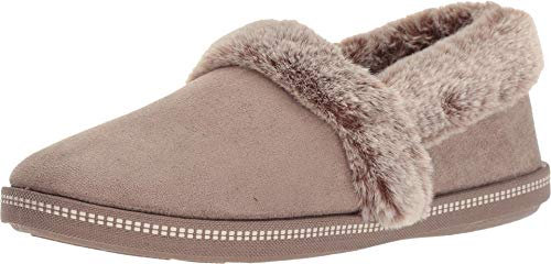 Skechers Women's Cozy Campfire - Team Toasty Low Top Slippers, Beige Dark Taupe Microfiber Suede Faux Fur Line Dktp, 3 UK