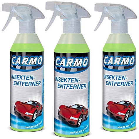 3xCARMO Insektenentferner | Lackverträglich | Zur Scheibenreinigung und Vorwäsche geeignet| Pre-Wasch | Spezialreiniger | 500ml
