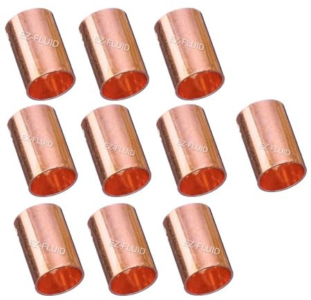 (10pcs) EZ-FLUID Plumbing 3/4 C X C LF Copper Slip Coupling Pressure Copper Fitting Without Stop,Sweat Solder Connection for Residential,Commercial