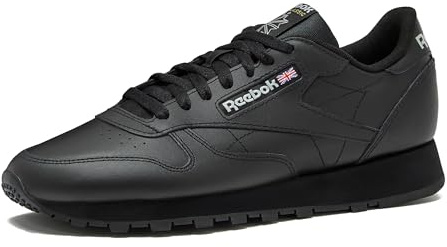 Reebok Classic Leather Sneakers for Men - Black or White Tennis Mens Shoes, Core Black/Core Black/Pure Grey5, 7