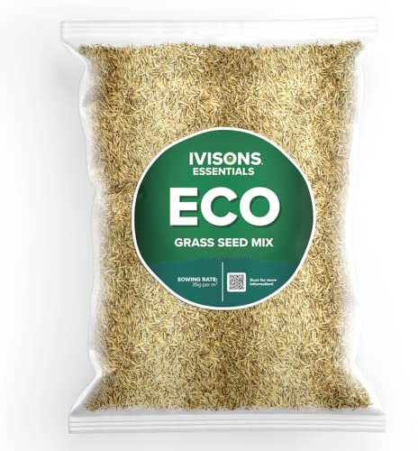 Ivisons Eco Lawn Grass Seed with Micro Clover | Self Fertilising Quality Certified Seeds | Low Maintenance Drought Resistant Lawn Seed | Super Green Fast Growing Mix (1kg)