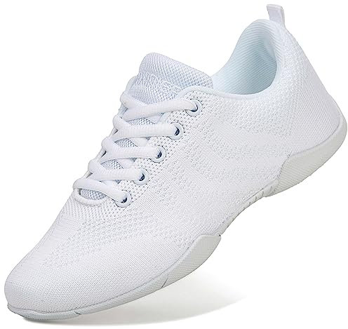FUQIAO Flickor vita cheerleading-skor lätta tävlingssneakers kvinnor inomhus Cheer Dance sko, Vit 2122, 33 EU