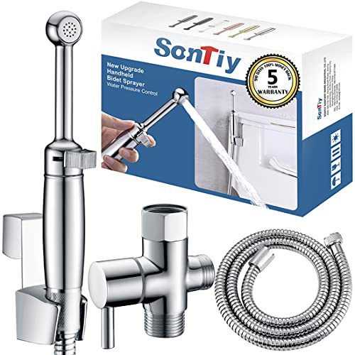 SonTiy Pulverizador de bidé de mano de latón para inodoro, accesorio de bidé para pañales, accesorio de bidé con prevención de reflujo, cromado
