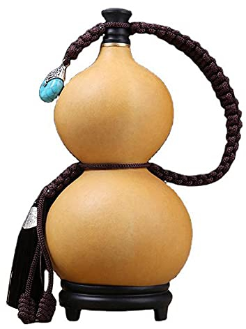 Gourd Flaska,Ren naturlig vin Gourd Jug, Vattenkanna for naturvinkalebasser, bärbar vinkokare med hög kapacitet Vattenflaska Höftflaska, vintage kalebasshänge-amulett hemdekoration (storlek: 500 ml) (