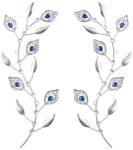 sxnzequnze 2 Pcs Metal Leaf Wall Art Crystal Bling Decorations Silver Leaves 3D Iron Handmade Home Decor Hanging Minimalist Accents Modern Set for Living Room Bathroom Bedroom Dining Room Hallway