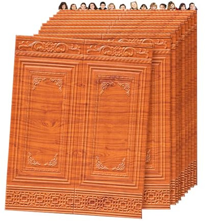 GFLCWYP Pannello da Parete in Finta Pietra 3D da 10 Pezzi Sbucciare E Incollare Pannelli da Parete, Carta Parati Adesiva Muro, Pannelli in Polistirolo Finta Pietra, 27,6X35,4 Pollici,Marrone