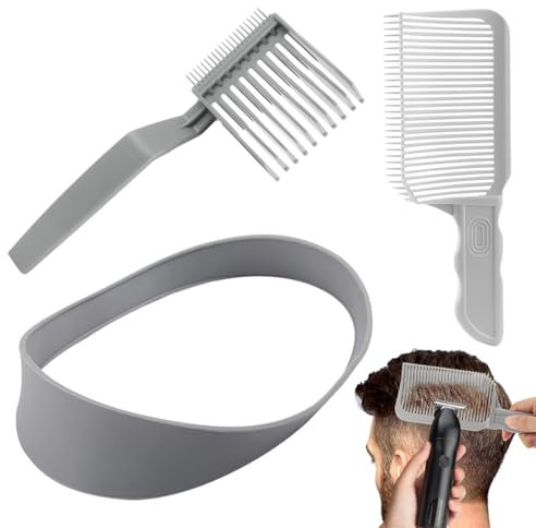 SGERUFZ 3 Pcs Curved Silicone Haircut Band, Haarschneidekamm Übergang, Haarschneide Schablone, Haarschneidehilfe, Compatible with All Hair Clippers, Barber Accessories