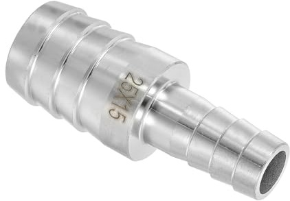 QUARKZMAN 1Pcs 25mm a 15mm Diámetro Espiga Manguera Montaje Reductor, Adaptador para Manguera de Acero Inoxidable 304 para Sistemas de Vacío, Conexiones de Tuberías Industriales, Plateado