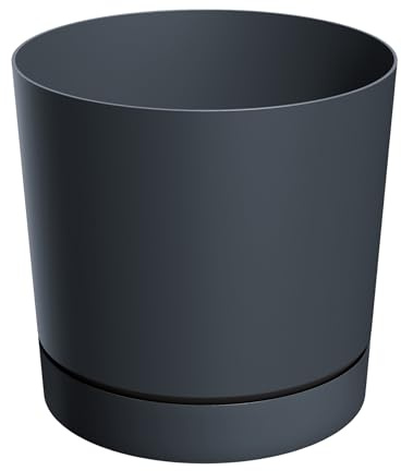 Spetebo XL Kunststoff Pflanzkübel mit Untersetzter rund anthrazit Ø 47 cm
