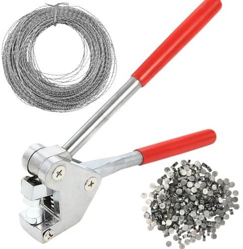 Conjunto de Alicates para Precintar con 40 Sellos Redondos y 30 Metros de Cable Sellado, Adecuado para Precintos Redondos de 8 a 10 mm