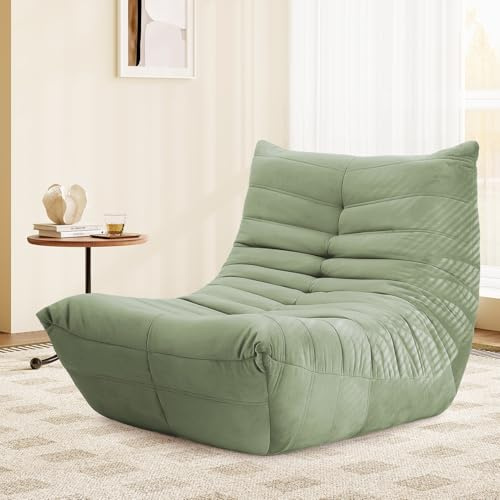 Canapé Lounge pour Petits espaces, Fauteuil de Sol Paresseux avec Mousse à mémoire, Nuage en suédine, Petit canapé pour Chambre et Salon, Vert