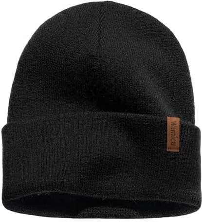 Wamicu Mens Winter Beanie Hat Warm Knit Hat Classic Black Skull Cap for Men Soft Thermal Unisex Beanie for Gift.