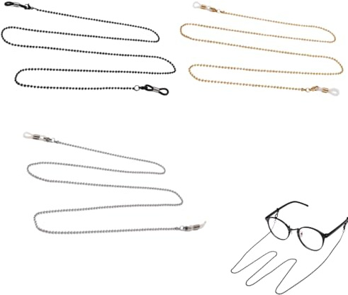 YAZWUR 3 Piezas Elegante Cadena para Gafas de Metal, Cuerda para Gafas y Mascarillas, Soporte para Gafas de Sol con Glasses Chain para Mujeres y Hombres