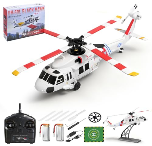 Hylukon 2.4G 4CH RC Helicopter, 4-Rotor Aileronless RC Airplane with 6-Axis Gyro, One Key Takeoff and Landing, Signal Loss Protection, Optical Flow, Brushless Helicopter Toy for Teens